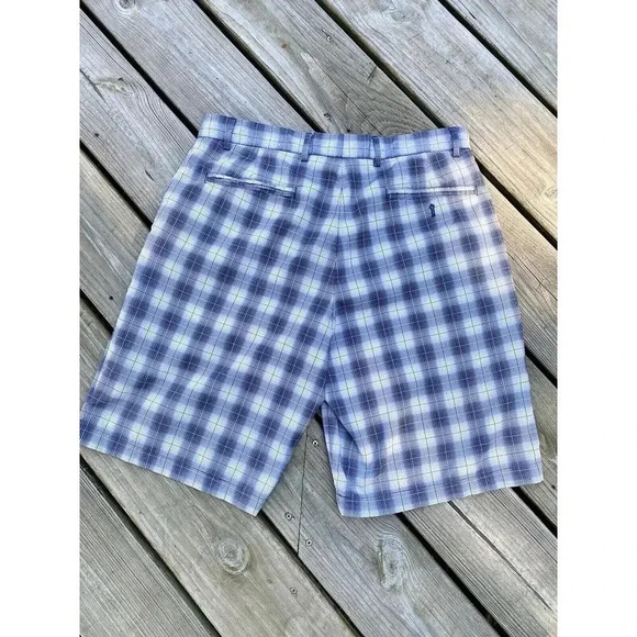 Walter Hagen Chino Shorts Mens 34 Blue White Checkered Golf Flat Front EUC - Picture 4 of 4